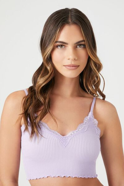 Seamless Lace-Trim Longline Bralette | Forever 21
