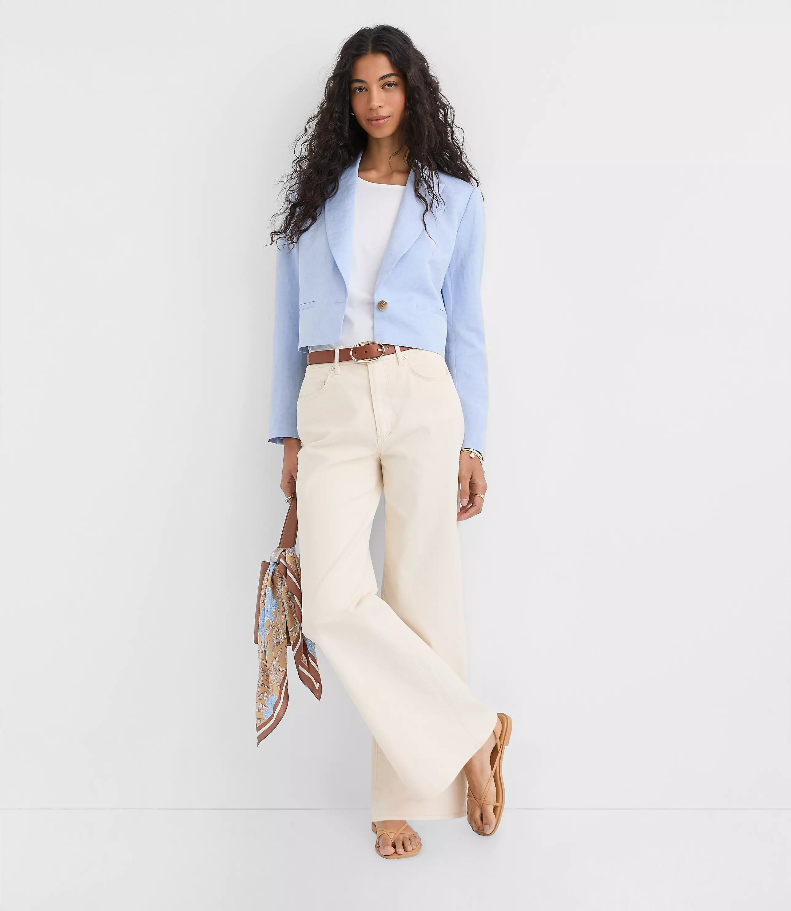 Linen Blend Cropped Blazer | LOFT