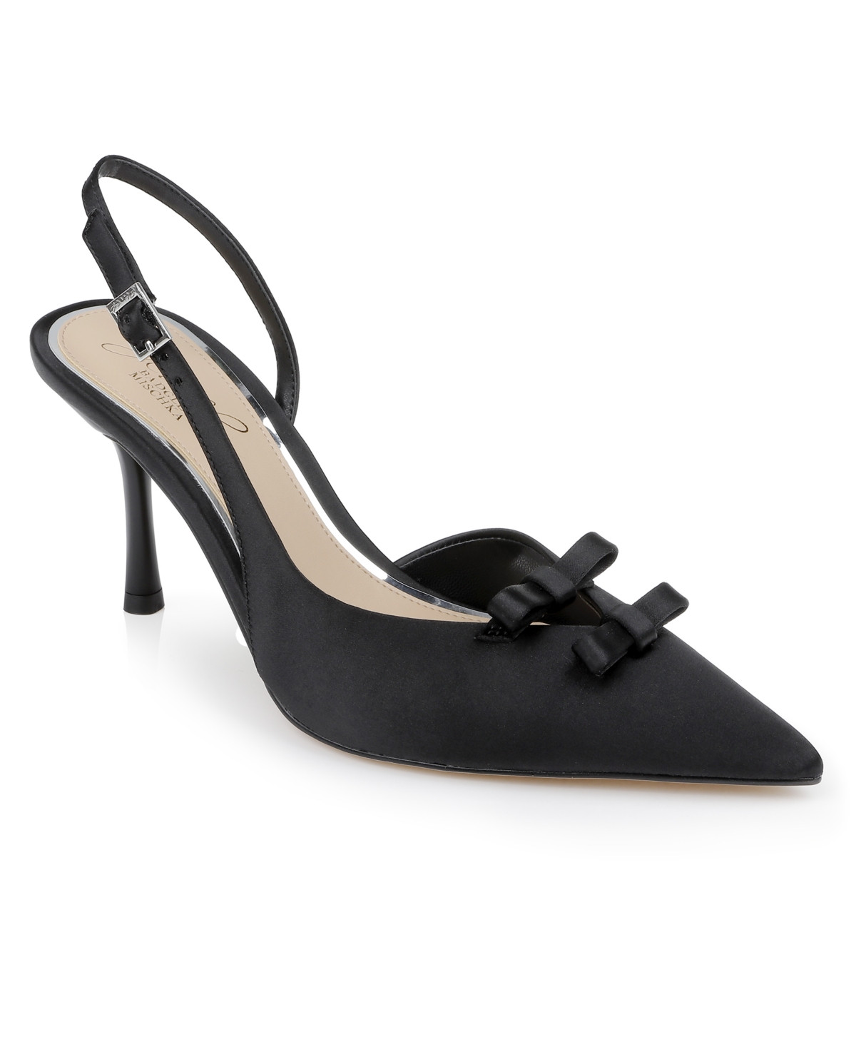 Jewel Badgley Mischka Women's Ellery Bow Evening Pumps - Black Satin | Macy's