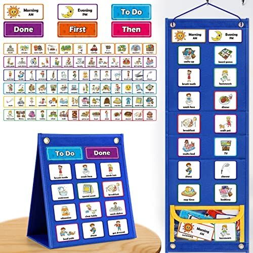 Torlam Visual Schedule for Kids Chore Chart, Morning Bedtime Routine Chart for Toddlers, Responsi... | Amazon (US)
