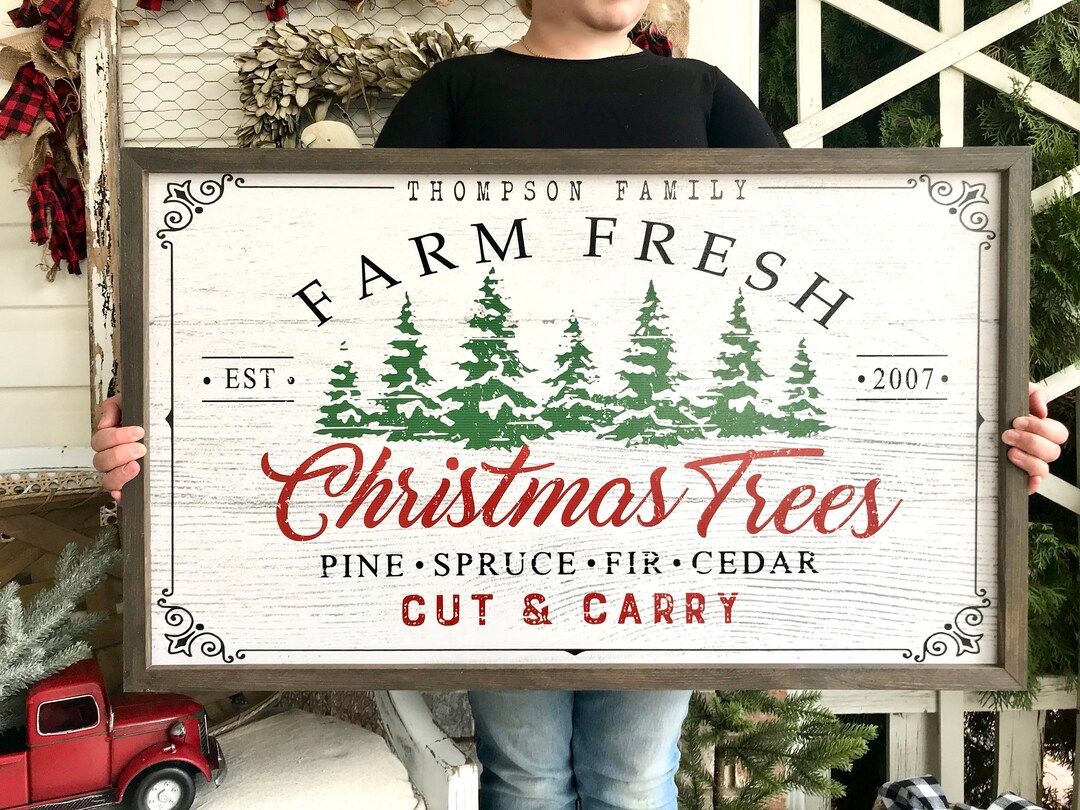 Personalized Farm Fresh Christmas Trees Christmas Farmhouse Rustic Sign | Etsy (US)