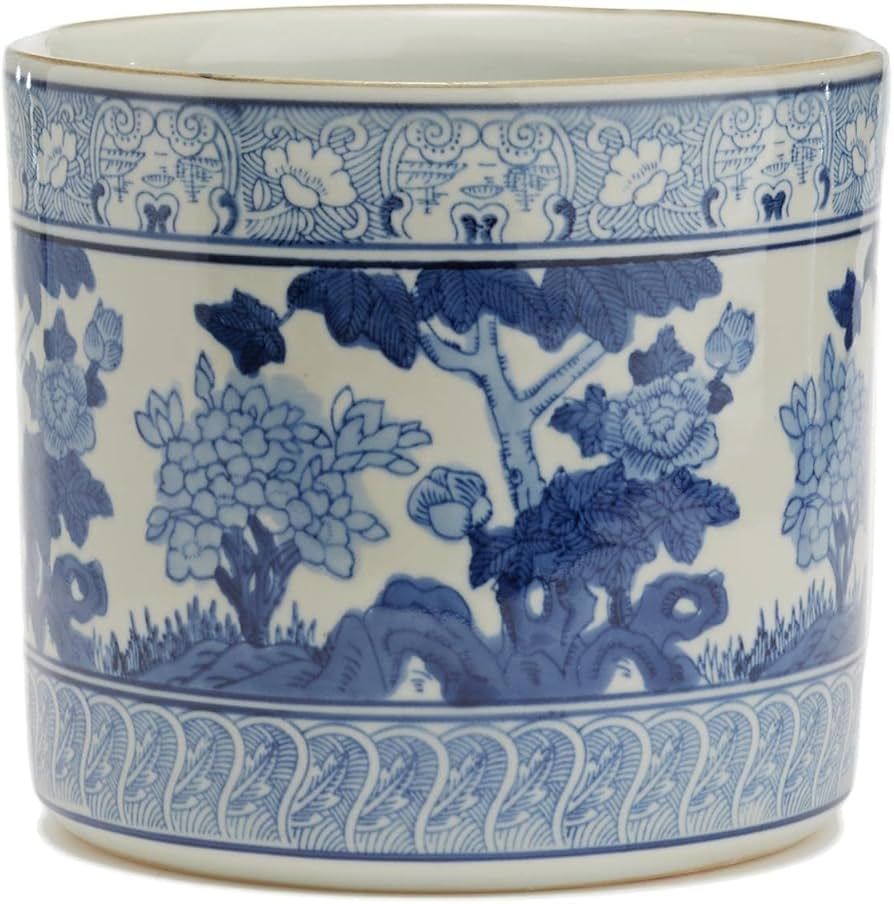 Tozai Home Blue and White Garden Scene Vase/Planter | Amazon (US)