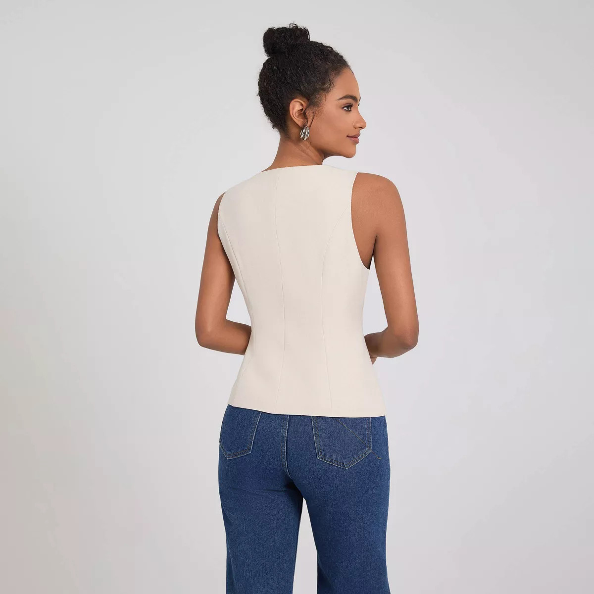 Women's Square Neck Sleeveless Front Bow Tie Closure Vest Top - A New Day™ | Target