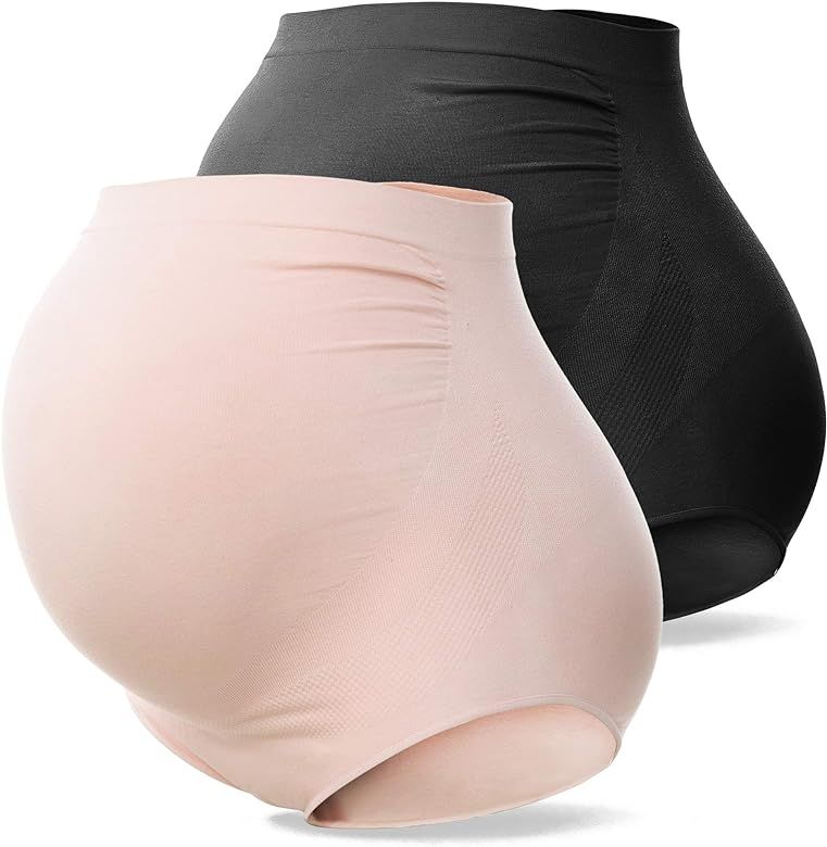 SUNNYBUY Women's Maternity High Waist Underwear Pregnancy Seamless Soft Hipster Panties Over Bump | Amazon (US)