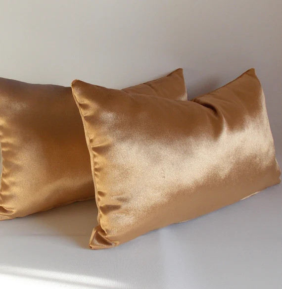 SET OF 2 / Velvet Solid Gold 12'' X 20'' | Etsy | Etsy (US)