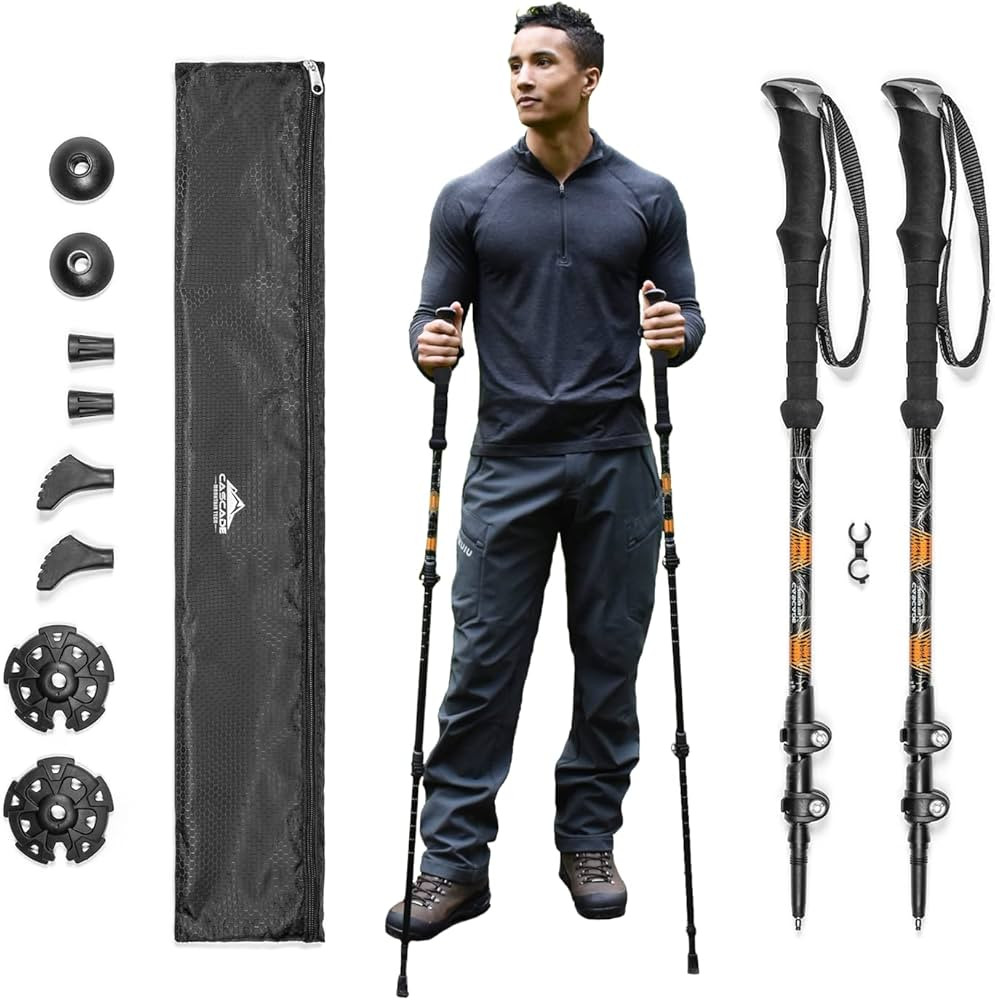 Cascade Mountain Tech Lightweight Aircraft-Grade Aluminum Trekking Poles with Extended Down Grip ... | Amazon (US)