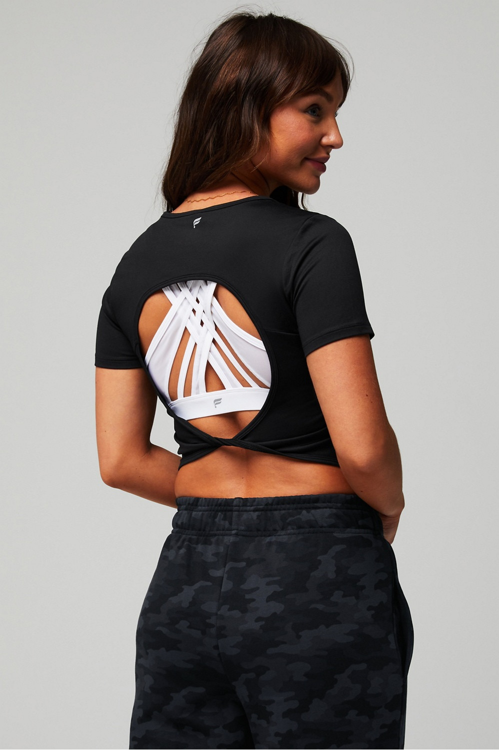 Dry-Flex Open Back Twist Short-Sleeve Tee | Fabletics - North America