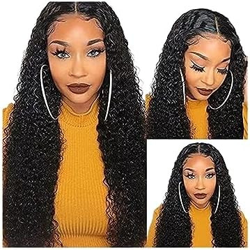 Wigs Synthetic Curly Wigs for Women Long Black Lace Front Wig Synthetic Hair Deep Wave Wig Wig Ha... | Amazon (US)
