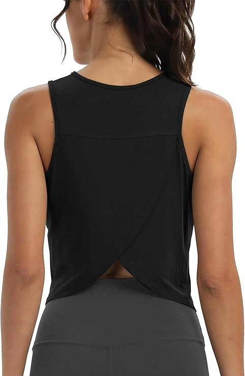 Amazon.com: Mippo Crop Tops Workout Tank Tops Muscle Tank Athletic Tops Flowy Loose Workout Shirt... | Amazon (US)