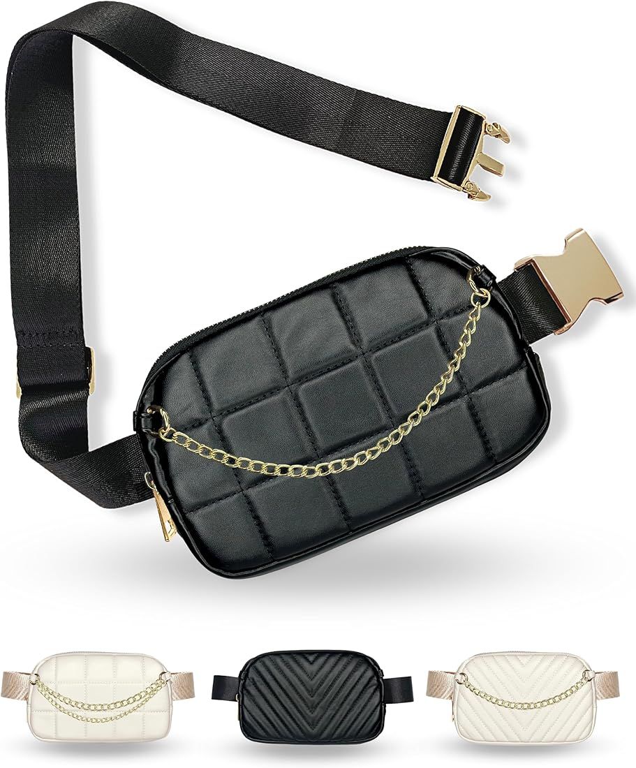 Boutique Luxury Chain Belt Bag | Crossbody Bag Leather Fanny Pack for Women Fashionable | Cute Ev... | Amazon (US)