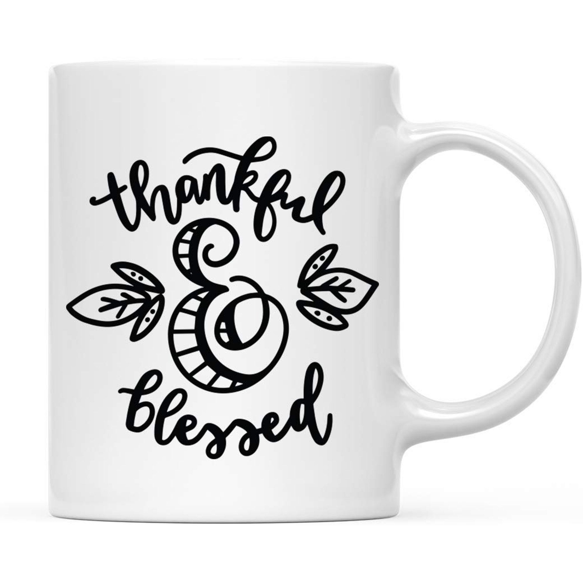Andaz Press Fall Autumn Season 11oz. Coffee Mug Gift, Thankful & Blessed, Black Script, 1-Pack | Walmart (US)