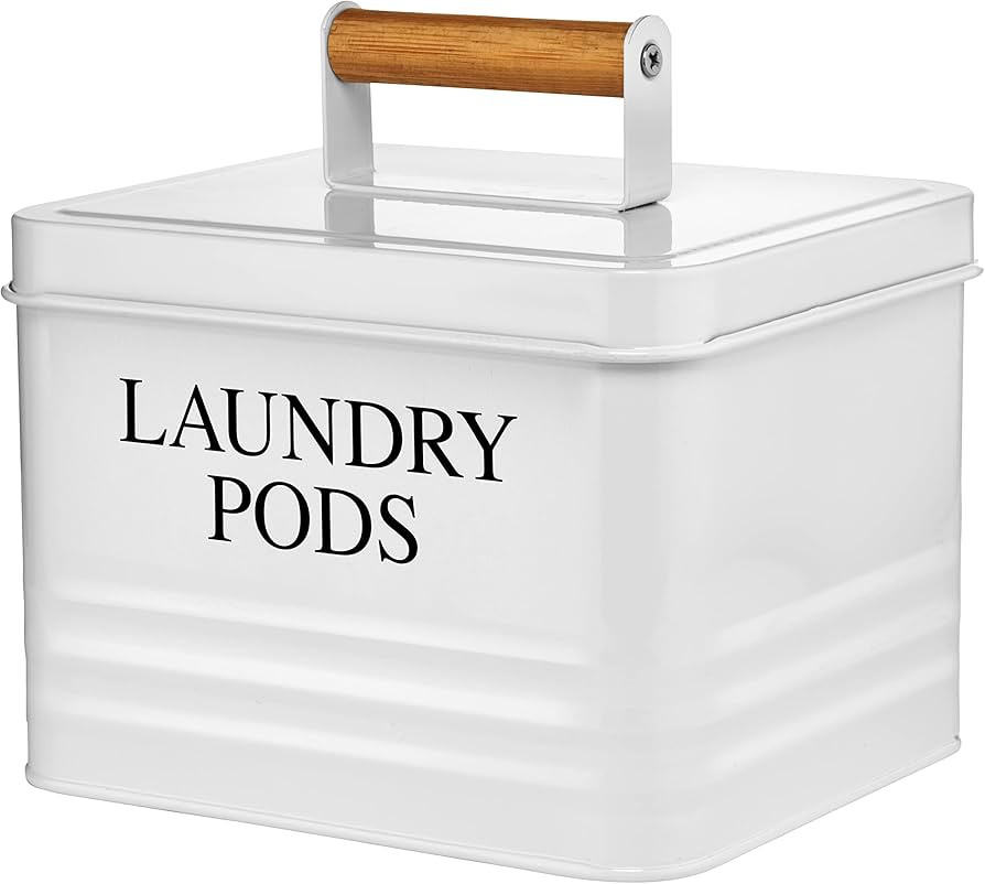 Calindiana Modern Farmhouse Metal Laundry Pods Holder Container with Lid for Laundry Room Decor a... | Amazon (US)