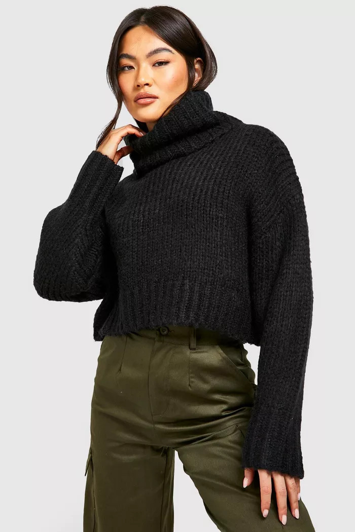 Chunky Roll Neck Crop Jumper | Boohoo.com (UK & IE)