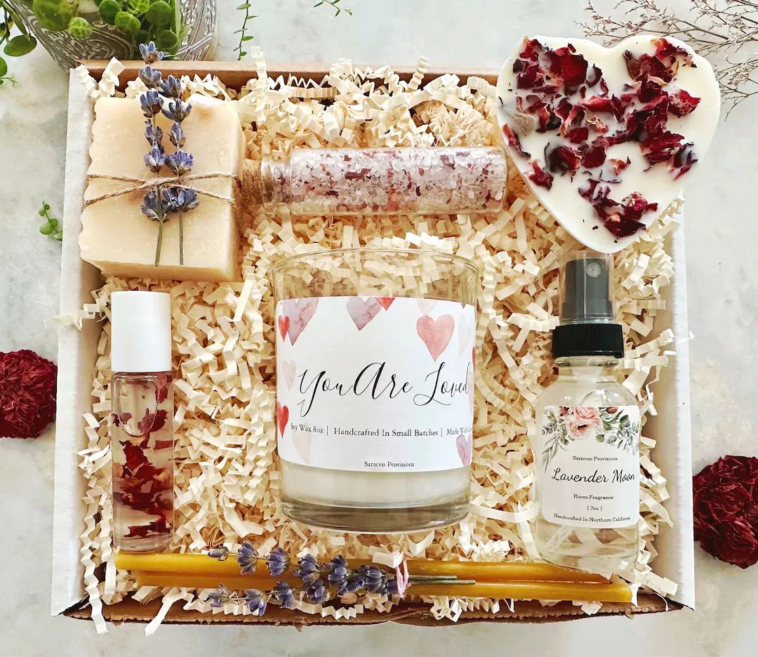 You Are Loved- Relaxation Floral And Crystal Spa Care Gift Box, Personalized Birthday Present, Se... | Etsy (US)
