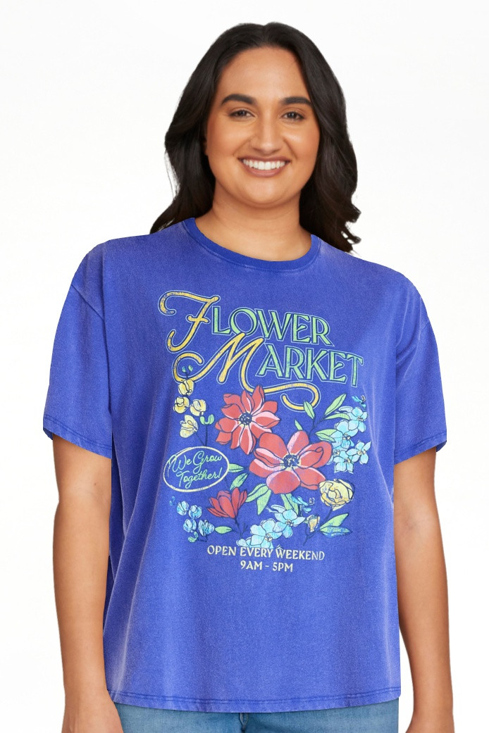 Mother\u2019s Day Women\u2019s Flower Market Cotton Graphic Tee from Way to Celebrate, Sizes S-XX... | Walmart (US)