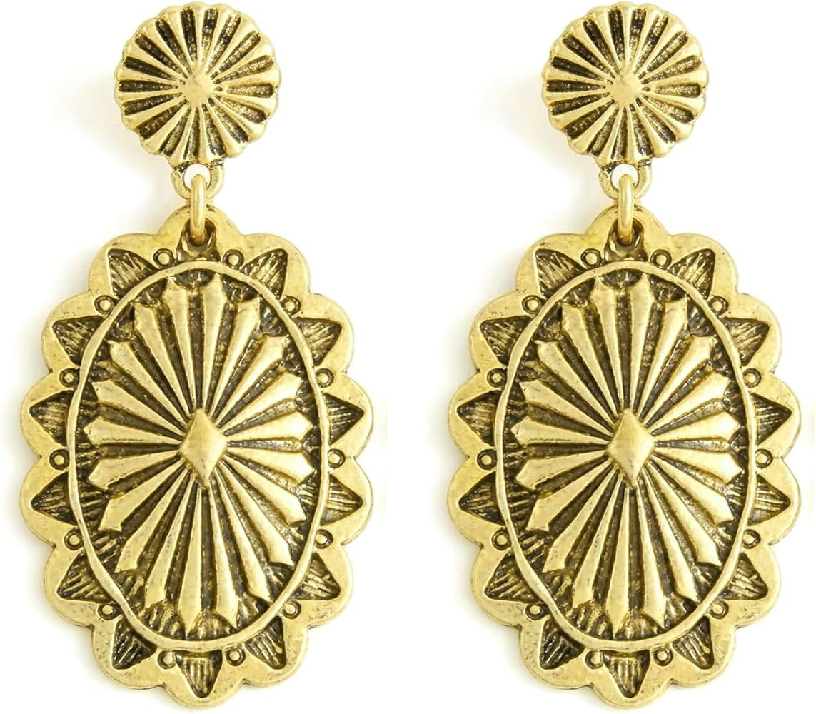 Western Earrings Jewelry for Women Gold/Silver Turquoise Earrings Vintage Concho Earings Country ... | Amazon (US)