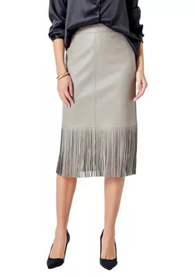 Endless Rose Women's PU Fringe Pencil Midi Skirt | Belk