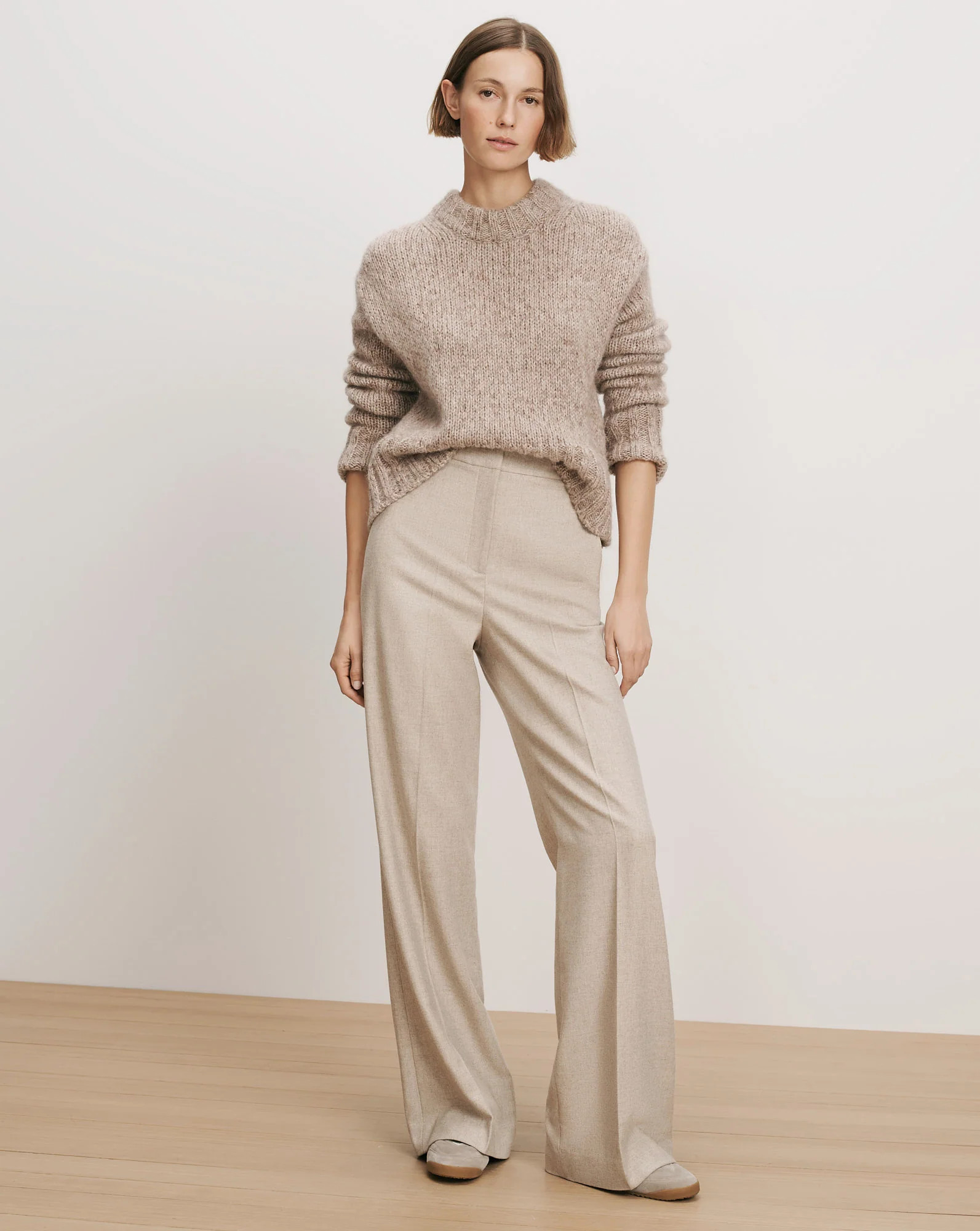 Holt Wide-Leg Pant in Oatmeal Melange | Veronica Beard | Veronica Beard