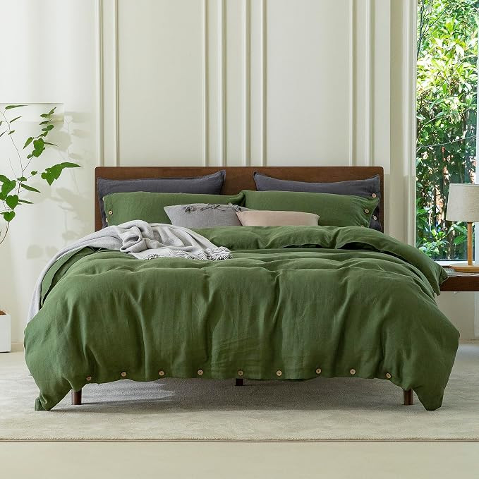 EVERLY 100% Pure Linen Duvet Cover Set Queen Size90X90Inch 3pcs (1 Duvet Cover,2 Pillowcases) Sof... | Amazon (US)