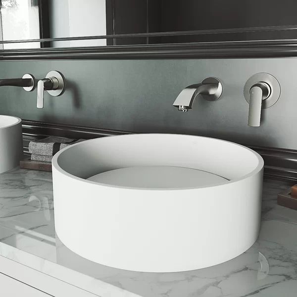 VG04016 Matte Stone White Stone Circular Vessel Bathroom Sink | Wayfair North America