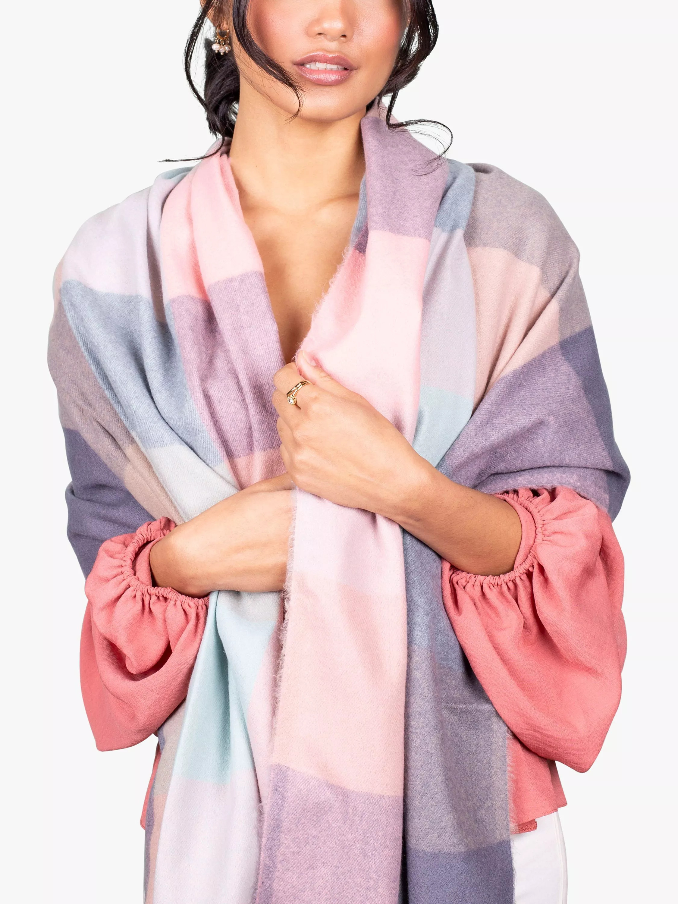 Bloom & Bay Malia Pastel Check Pashmina, Multi | John Lewis (UK)
