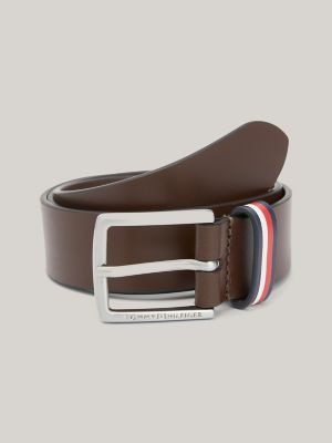 Tommy Hilfiger Boy's Kids' Leather Logo Stripe Belt Chestnut Brown - S-M | Tommy Hilfiger (US)
