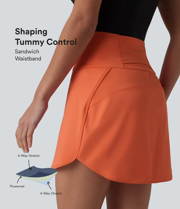 SoftlyZero™ Airy Super High-Waist Tummy Control Curved Hem 2-in-1 Cool Touch Golf Mini Skirt wi... | HALARA