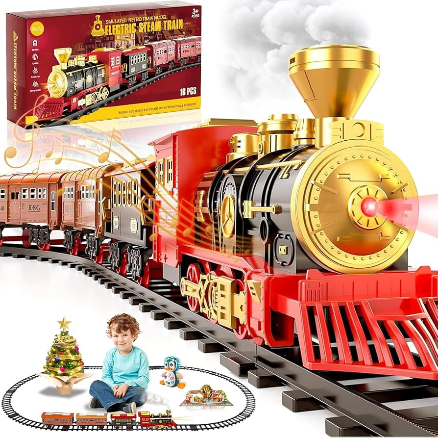 Eisenbahn Weihnachtsbaum Elektrisch, Weihnachts Eisenbahn Zugset Weihnachtszug mit Schienen, Damp... | Amazon (DE)
