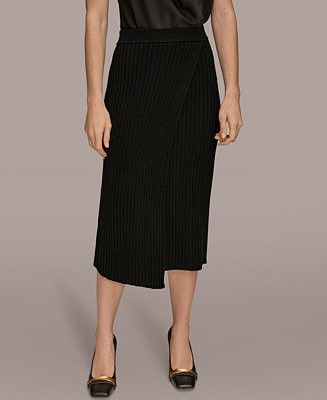 Women's Rib Knit Wrap Midi Skirt | Macy's