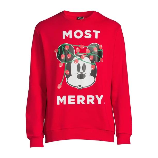 Disney Merry Mickey Mouse Men's Fleece Graphic Pullover, Sizes S-3XL - Walmart.com | Walmart (US)
