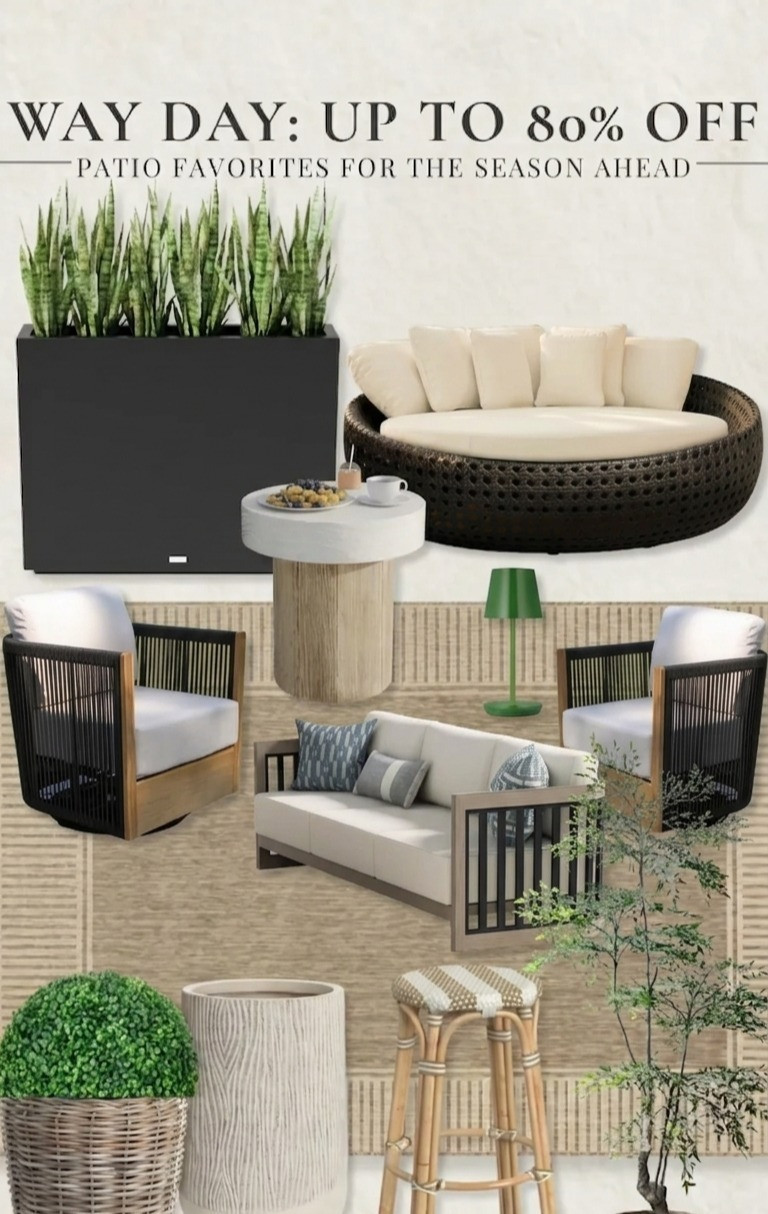 Upgrade your outdoor space for less during the Way Day Sale 🌿
Score up to 80% off on stylish patio furniture and seasonal favorites—perfect for lounging, hosting, and soaking up the season ahead. From cozy seating to chic planters, these limited-stock finds won’t last long. Shop now before your favorites are gone!#WayDay #WayDaySale #PatioFurniture #OutdoorLiving #PatioDecor #HomeDeals #FurnitureFinds #OutdoorStyle #SummerReady #BackyardGoals #HomeInspo #OutdoorFurniture #LimitedStock #SellingFast #DontMissOut #DealAlert #HomeRefresh #PatioSeason #ShopNow 

 #LTKSeasonal #LTKHome #LTKSaleAlert