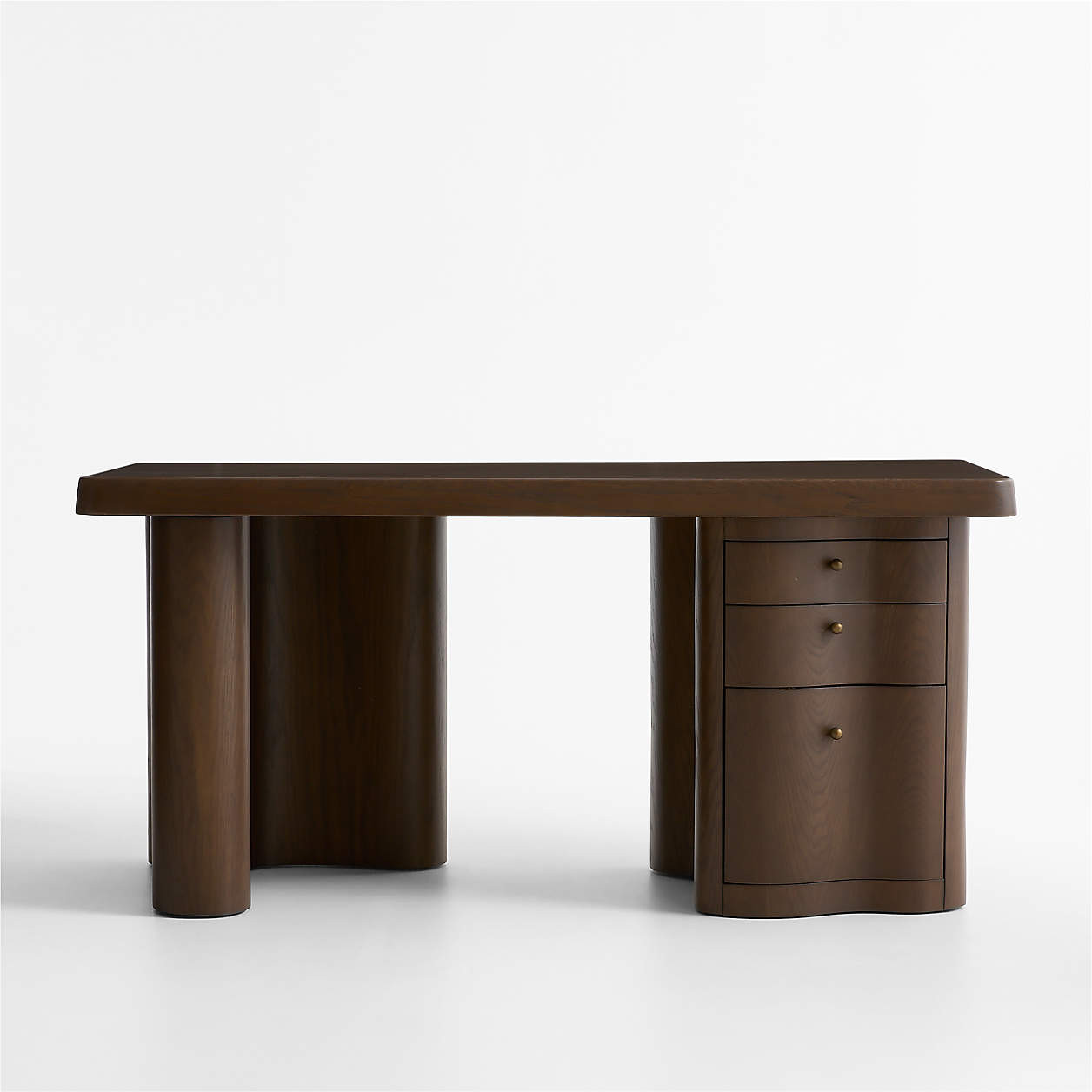 Ondule 64" Fumed Oak Brown Desk | Crate & Barrel | Crate & Barrel