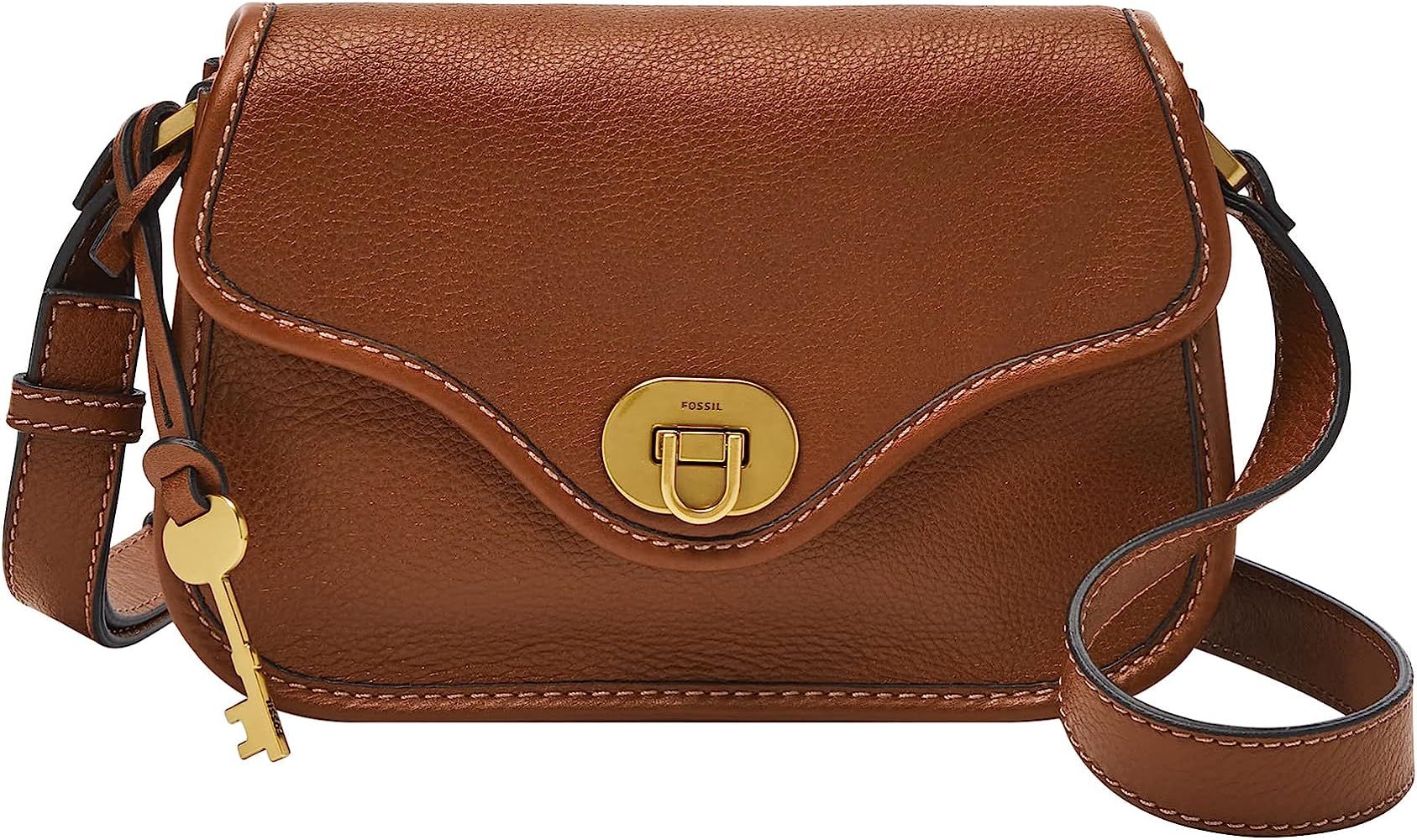 Fossil Women's Heritage Leather Mini Flap Crossbody Purse Handbag for Women | Amazon (US)