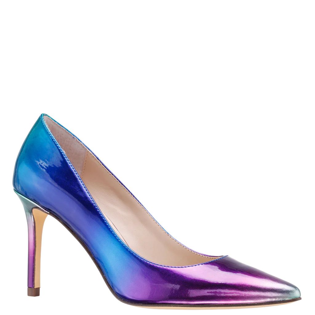 NINA85-ELECTRIC BLUE  OMBRE PATENT LEATHERETTE HIGH-HEEL CLASSIC PUMP | Nina Shoes