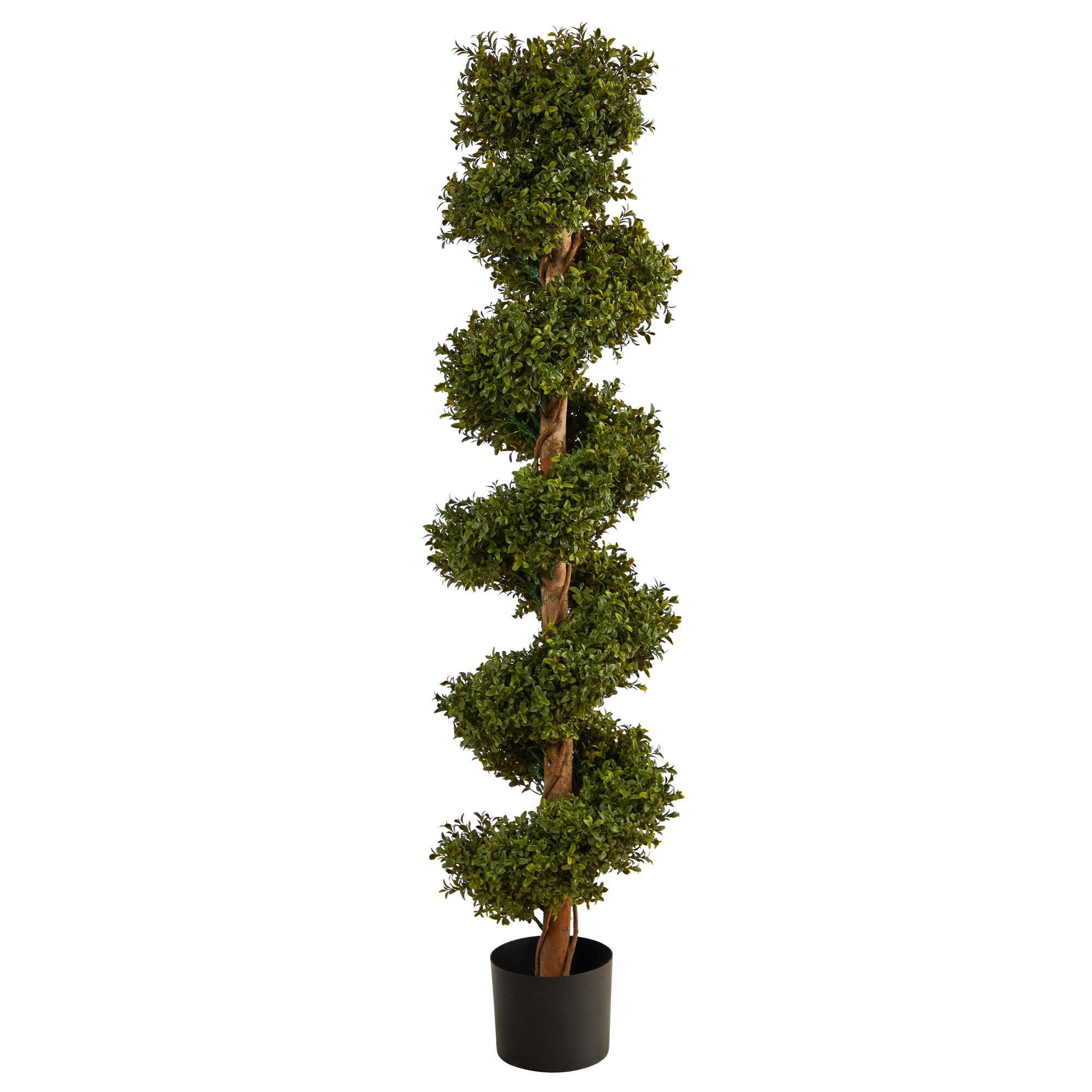 5’ Boxwood Spiral Topiary Artificial Tree (Indoor/Outdoor) | Nearly Natural