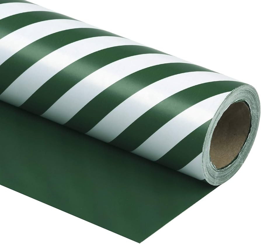 WRAPAHOLIC Reversible Wrapping Paper - Dark Green and Stripes Design for Birthday, Holiday, Weddi... | Amazon (US)