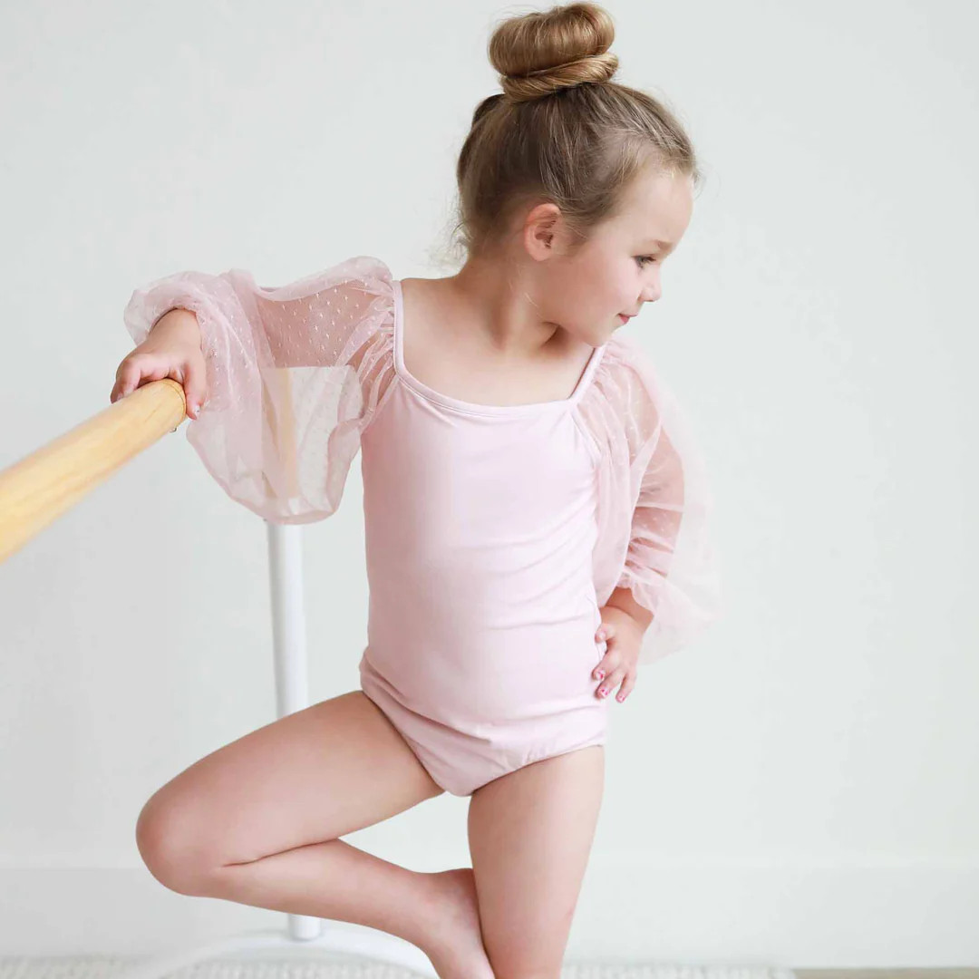 Sheer Long Sleeve Leotard | Mauve | Caden Lane