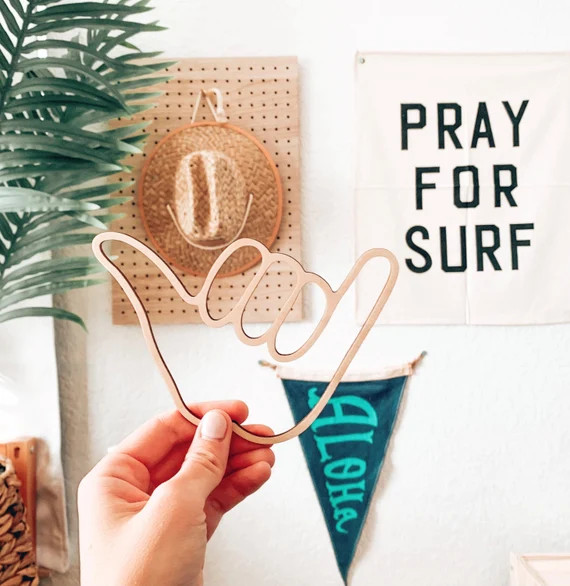 Shaka Wall Sign Surfer Dude Nursery Decor Laser Cut Wood | Etsy | Etsy (US)