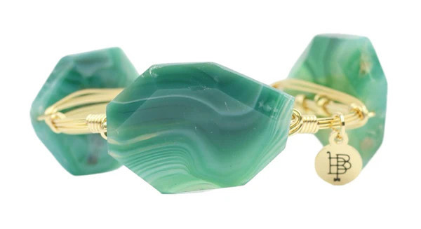 Green Agate Bangle Bracelet | Bourbon and Boweties