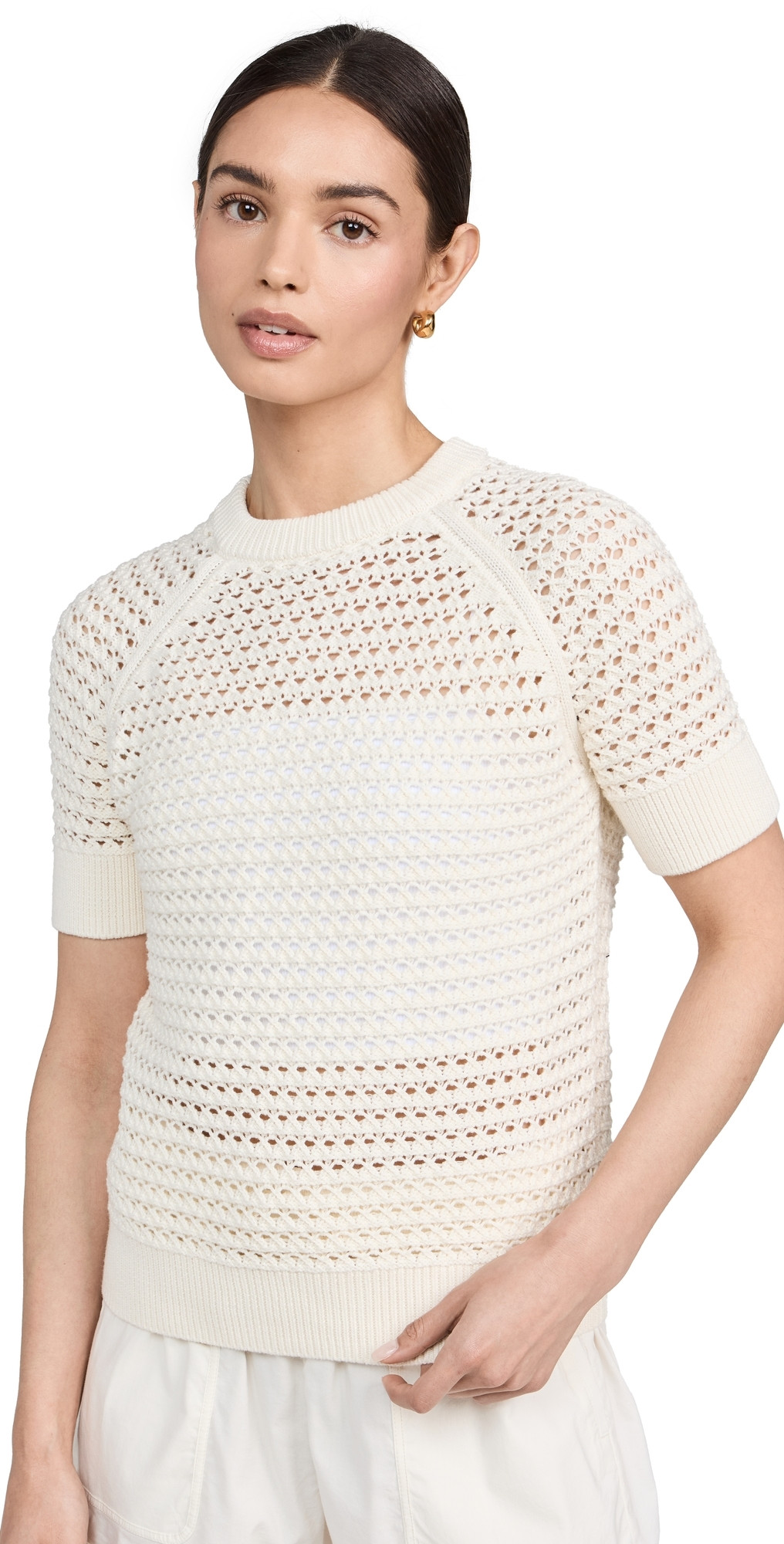 Varley Alva Knit Tee Egret S | Shopbop