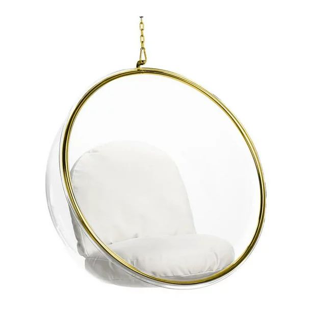 Aron Living 42" Vinyl and Steel Hanging Bubble Chair in Gold | Walmart (US)