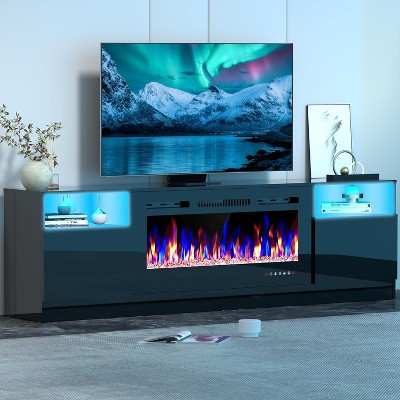 BALHAM TRADE-80" Fireplace TV Stand with 36" Fireplace LED Light Entertainment Center with Storage Black-70 IN 13.8"D x 70"W x 23"H | Target