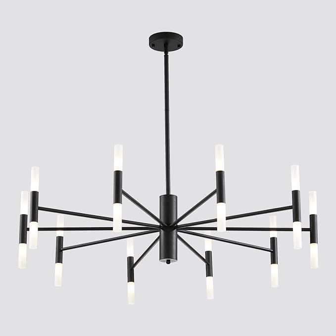 KCO Lighting Mid-Century Modern LED Sputnik Chandelier 20-Light Black Luxury Round Pendant Lighti... | Amazon (US)