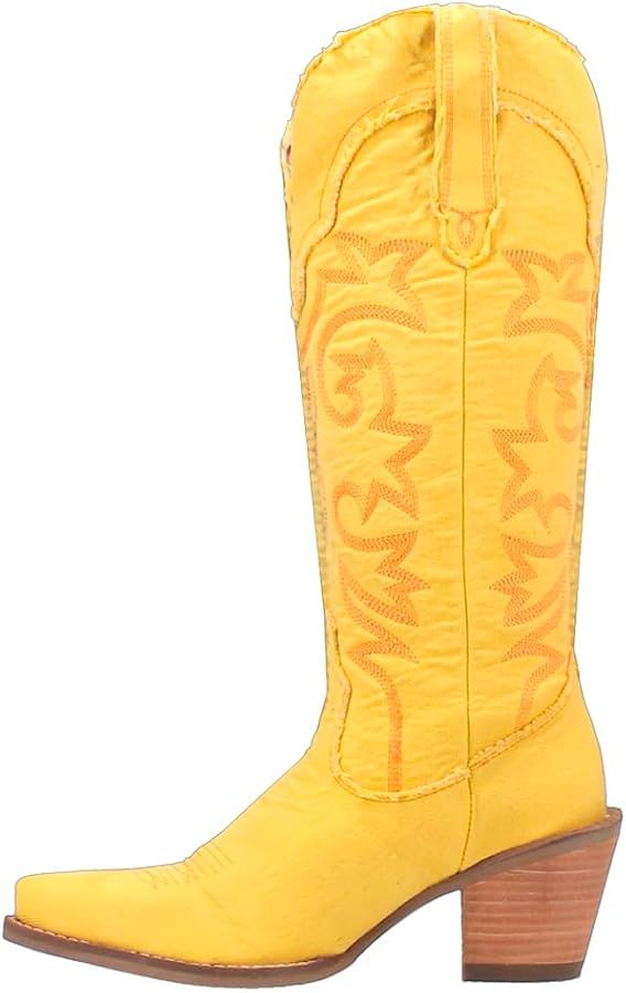 Dingo Womens Texas Tornado Embroidery Snip Toe Casual Boots Knee High Mid Heel 2-3" - Black | Amazon (US)