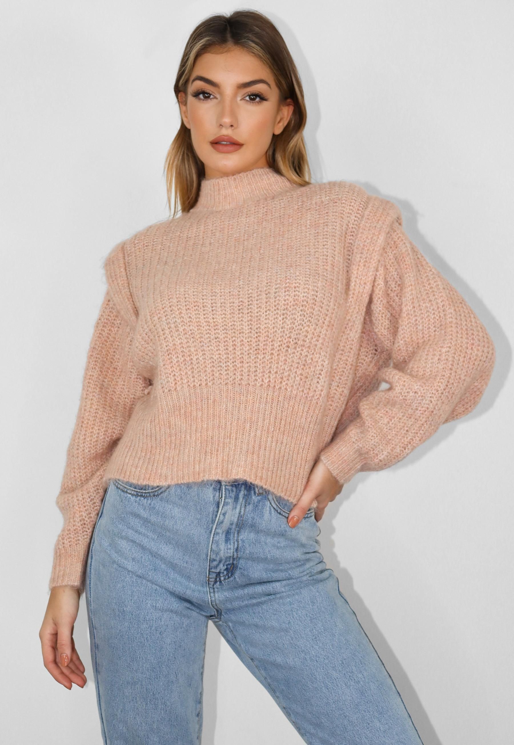 Missguided - Petite Mauve Lip Shoulder Knitted Sweater | Missguided (US & CA)