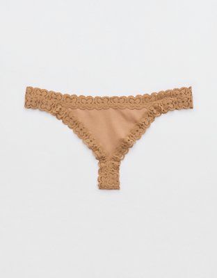 Superchill Cotton Cozy Lace Thong Underwear | Aerie