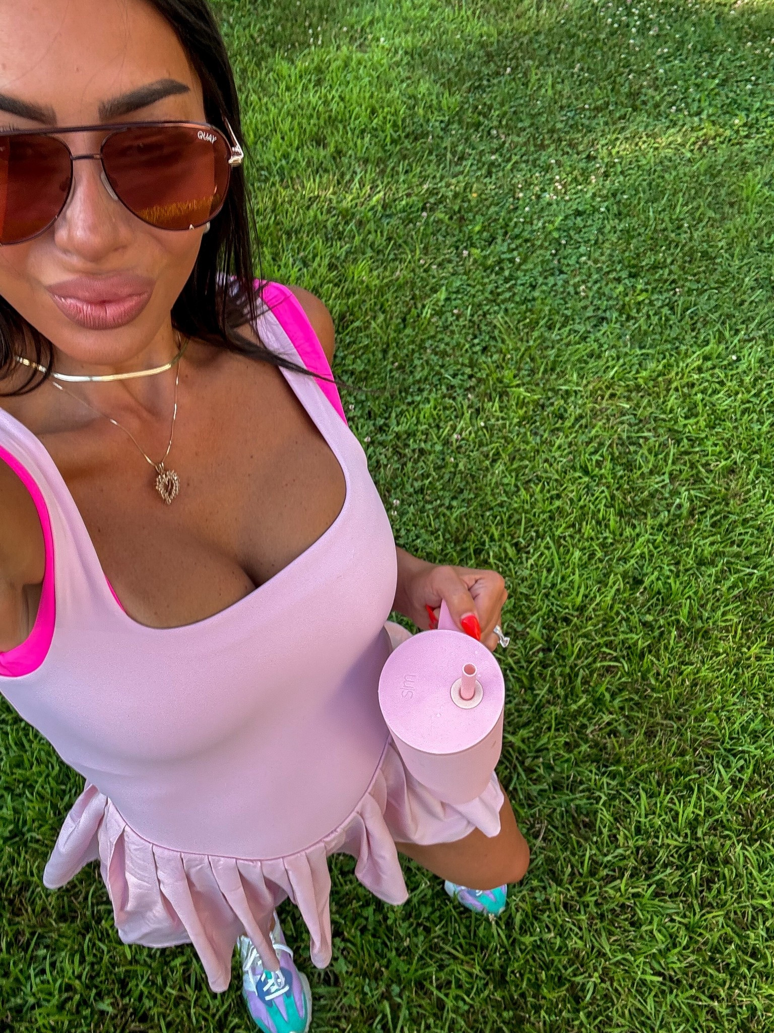 Best Amazon tennis dress with built in biker shorts 💕

Dress: wearing size S- very short but shorts underneath so no worries 😉 
Sunglasses- no longer available but linked same style in a very similar shade

Pleated tennis skirt // pink pickleball outfit // Barbie pink // skort

#LTKShoeCrush #LTKSaleAlert #LTKActive
