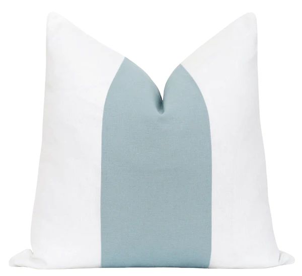 Glacier Blue Colorblock Linen Pillow | Land of Pillows