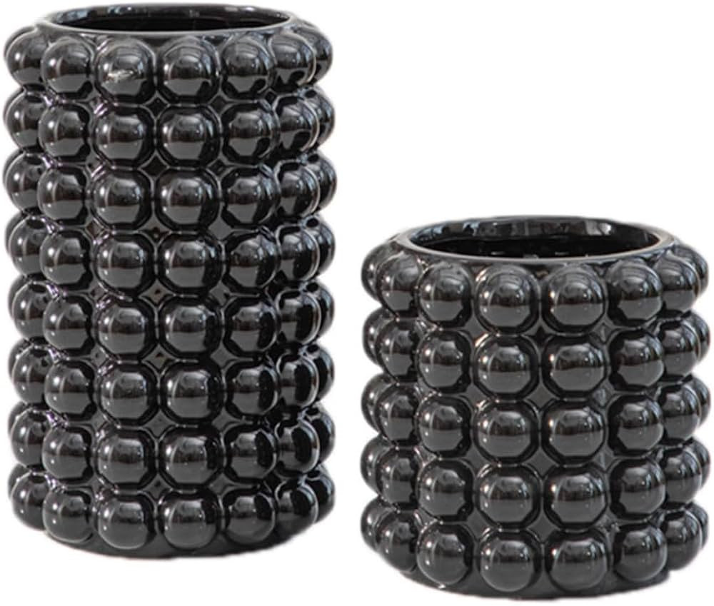 Bubble Vases Black Ceramic Vase Set 2 Nordic Minimalist Style Decor for Countertop Center Dresser... | Amazon (US)