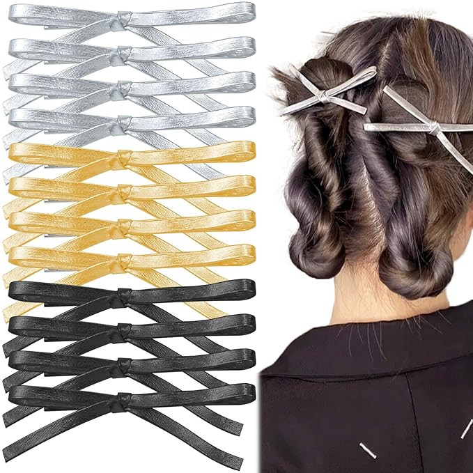 12 Pcs Leather Bow Hair Clips Y2K Bowknot Hair Barrettes Kawaii Sweet Alligator Clips Cute Hair P... | Amazon (US)